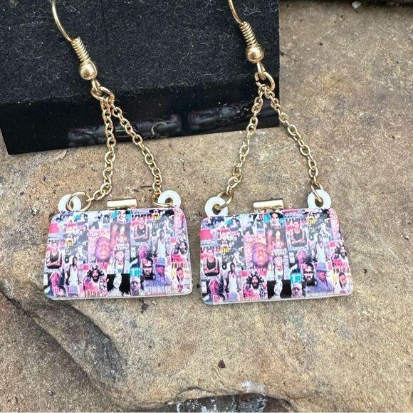 Vintage Retro 90’s Hip Hop Legends Dangle Purse Earrings, Music - Picture 2 of 6